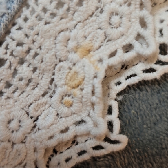 Free People High Rise Crochet Lace Hem Light Wash Shorts size 25 | Boho Beach - Picture 5 of 6